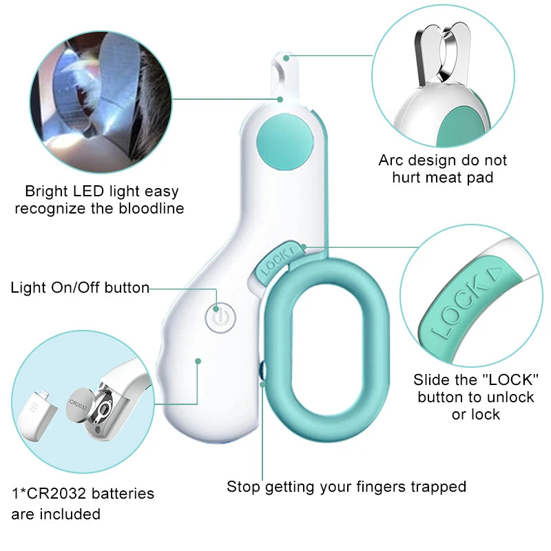 Cat Nail Clipper with LED Light